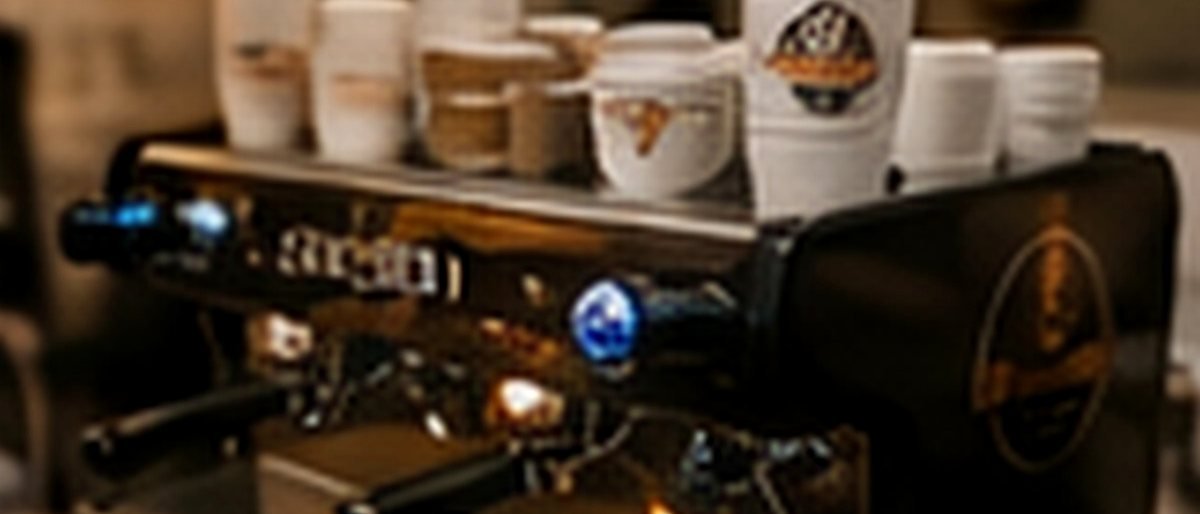 Detail van een professionele espressomachine met kopjes erbovenop